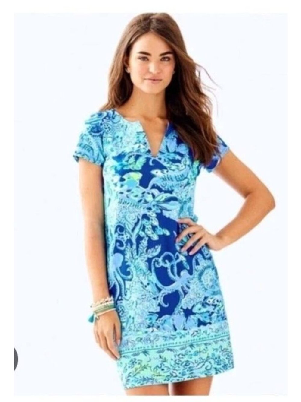 Lilly Pulitzer Sophiletta Dress In Blue Current Sea Sirens Stretch Cruise XS